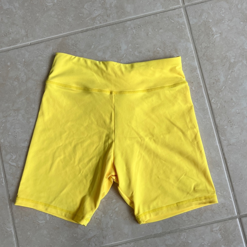 Yellow Gym Biker Shorts Spandex
